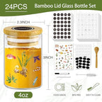 SLifeJars-Spice Jars with Label, 4 oz 24 pcs Spice Containers Glass Jars with Bamboo Lids, Seasoning Containers Bottles, Airtight Empty Glass Jars for Spice Rack,Drawer,Cabinet,Pantry - Image 2