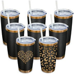 20 oz Tumbler Bulk Stainless Steel Tumblers with Lids and Straws Black by MetalyaTumblers