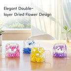 Double Wall Glass Coffee Mug with Dry Flowers, 200ml Clear Tea Cup(Purple) - Image 2