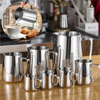 2 Pcs 350-1000ml Stainless Steel Milk Jug Frothing Pitcher Latte Espresso Coffee Frother Cream Cup for Barista Coffee Bar(1000ml) - Image 2