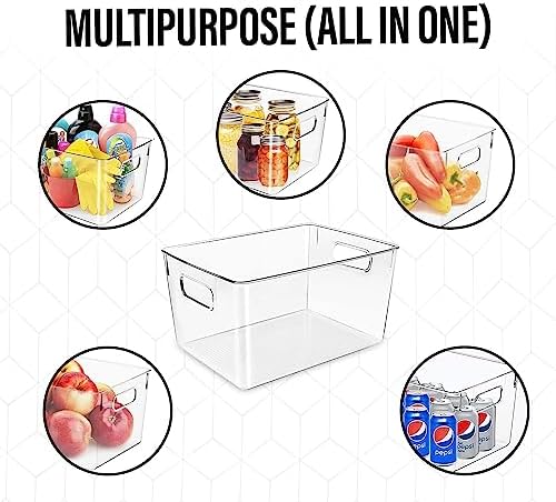 Clear Plastic Storage Bins, Pantry Organizers and Storage or Kitchen Organization and Storage Containers Bins for Organizing, Fridge, Freezer, Bathroom, Pantries, Refrigerator, Cabinet Organizer Bin - Image 4