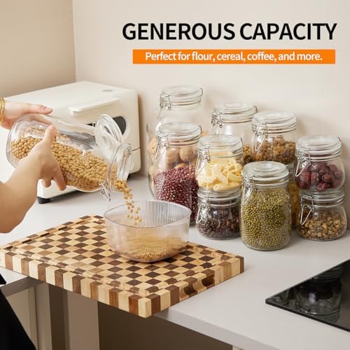 3 Pack 68oz Food Storage Jars with Airtight Lids, Preserving Seal Wire Clip Fastening Glass Containers, Canisters for Kitchen Organization, Flour, Cereal, Pasta, Sugar, Beans, Pickling Jars(68 Oz*3) - Image 2