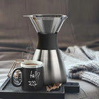 asobu Insulated Pour Over Coffee Maker (32 oz.) Double-Wall Vacuum, Stainless-Steel Filter and Take on the Go Carafe (Silver) - Image 2