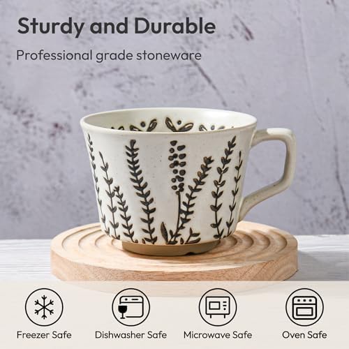 11 oz Ceramic Coffee Mug, Stoneware Teacup with Handle - Image 2