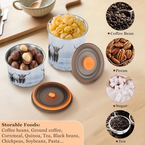 Stainless Steel Coffee Storage Containers with Airtight Lid, Highland Cow Winter 30oz Food Storage Container Kitchen Canister for Tea, Coffee Beans, Ground, Sugar Storage - Image 5