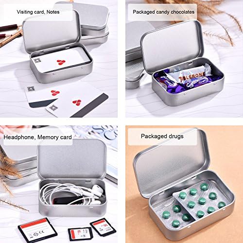 Hotop 40 Pack Metal Rectangular Empty Hinged Tins 3.75 x 2.45 x 0.8 Inch Box Containers with Lids Mini Portable Box Small Storage Kit, Home Organizer (Silver) - Image 5
