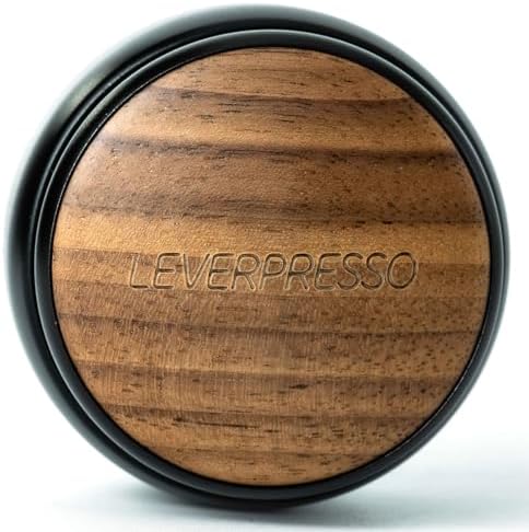 Spring Espresso Tamper 58mm (58.4mm OD), Twist-Top Adjustable Spring Tension, CNC Machined, Walnut Handle, Anodized Aluminum Body, 304 Stainless Steel Flat Base by HUGH