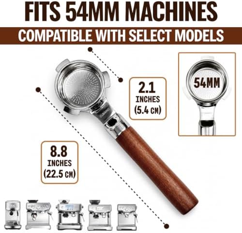 54mm Bottomless Portafilter, True Lay-Flat Naked Portafilter - Image 4
