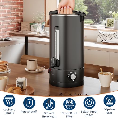 GarveeTech Commercial Electric Coffee Urn Hot Beverage Dispenser - Double Wall Stainless Steel, Large Capacity for Catering, Buffet, Parties, Events - Fast Heating - 18L/4.8 Gallon - Image 3