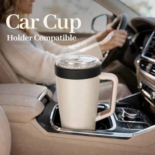 28 oz Iced Coffee Tumbler with Leak-Proof Lid – Stainless Steel Vacuum Insulated Travel Mug & Sleeve, Keeps Drinks Hot or Cold (Cream White) - Image 5