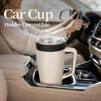 28 oz Iced Coffee Tumbler with Leak-Proof Lid – Stainless Steel Vacuum Insulated Travel Mug & Sleeve, Keeps Drinks Hot or Cold (Cream White) - Image 5