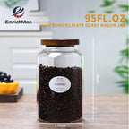2-pack 3/4 gallon glass storage container with Acacia Wood Lids and glass spoon, Sealable Waterproof, Large Tall Glass Jar,Glass food storage Jars Set for Coffee bean, Nut, Candy, Cereal, Flour，sugar - Image 2