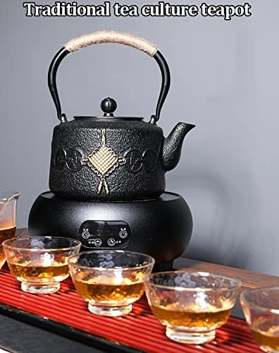 Tea Kettle,Cast Iron Teapot in Japanese Style,Tetsubin Tea Kettle with Stainless Steel Infuser,Die Casting Pattern Stove Safe Kettles,Traditional Iron Teapots,1.2L(Color:O) (Size : A) - Image 3