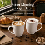 Fine Bone China Coffee Mugs Set of 2, 13 oz,White - Image 5