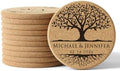 Personalized Cork Coasters - Custom Engraved Wedding Favor,Natural Round Drink Coasters, Bulk Guest Gifts, Bridal Shower,Party,Reception and Anniversary Gift Decor - Set of 25-300pcs by Handmade