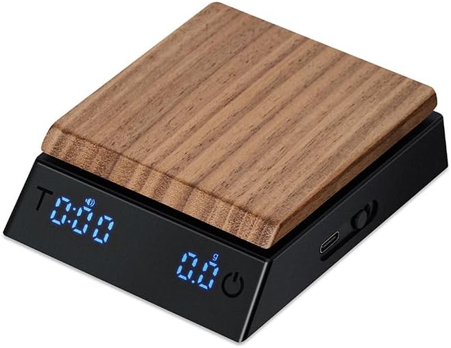 Smart Coffee Scale with Timer, 2kg Max Weight, 0.1g High Precision, Type-C Rechargeable, Walnut Wood, LED Display, Multifunctional Espresso Scale for Pour Over Coffee, Tea Brewing & Food Weighing by Unknown