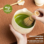Matcha Whisk Set, Ceramic Matcha Set, 6 Pcs Matcha Kit Includes Matcha Bowl, Matcha Whisk with Holder, Bamboo Scoop, Scoop Rest, Sifter, Ceremonial Matcha Tea Set, Perfect Gifts, Beige - Image 5