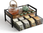 Tea Bag Organizer, Tea Bag Holder with Drawer, Wood and Metal Tea Organizers and Storage Chest for Countertop Kitchen, Office, Rustic Brown by Segtenant