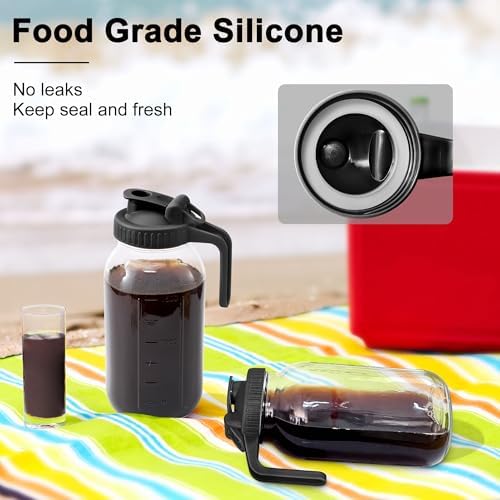 GOSCHE 64oz Glass Pitcher with Lid, Coffee Mason Jar with Pour Spout Lids, Black - Image 5