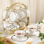 fanquare 22 Piece British Gold Tulip New Bone China Tea Coffee Set - Image 5