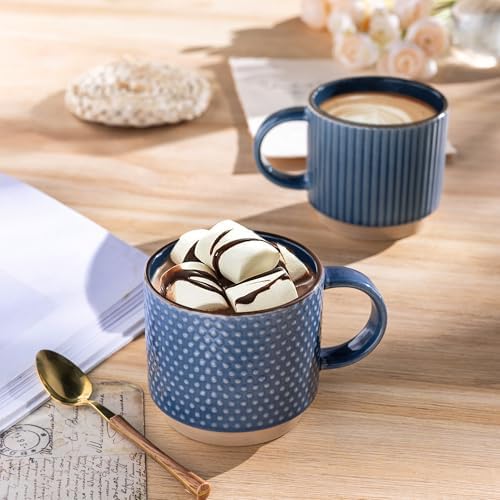 GBhome 12 OZ Stackable Coffee Mugs Set of 4, Ceramic Coffee Cups Set - Image 6