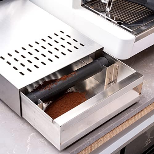 Restaurantware Restpresso 13.5 x 9.75 x 3.75 Inch Espresso Knock Box 1 Vented Coffee Knock Box - Detachable Drawer Silicone Knock Bar Silver Stainless Steel Coffee Grounds Knock Box Durable - Image 6