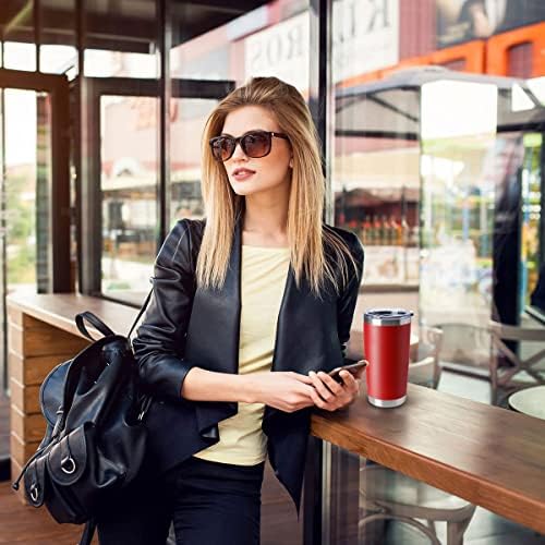 HASLE OUTFITTERS 20oz Tumblers Stainless Steel Mugs with Lid Double Wall Vacuum Insulated Coffee Cups for Cold & Hot Drinks (20oz-Red, 4 Pack) - Image 6