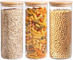 ComSaf Glass Storage Containers with Lids 1.7 Qt, 3 Pack Glass Storage Jars by ComSaf