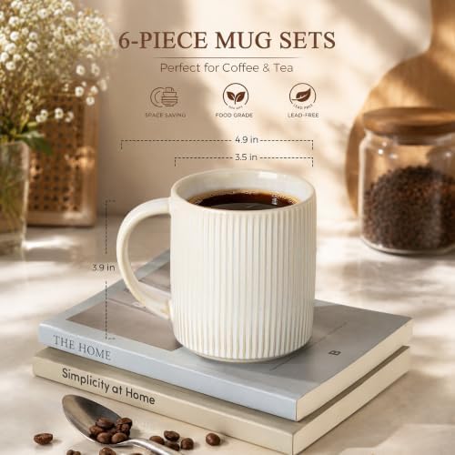 theterra Ceramic Coffee Mugs Set of 4, 14.2 oz Coffee Cups with Handle - Image 2