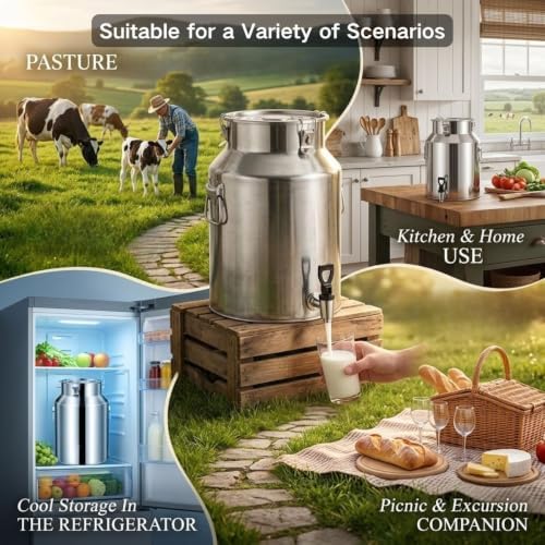 201 Stainless Steel Milk Bucket with Spigot 5L Water Jug Dispenser Can Pail - Image 6