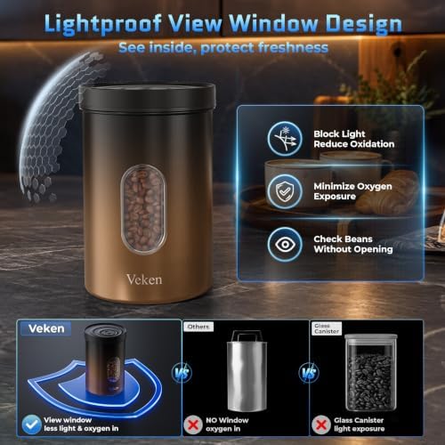 Veken Electric Vacuum Coffee Canister with Window, Auto-Seal Container,19OZ - Image 4