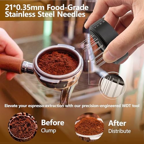 3-in-1 Coffee Distributor and Tamper with WDT Tool – Espresso Distribution Tool Set, Professional Espresso Accessories Kit, Fits 51mm Portafilters (51mm) - Image 4