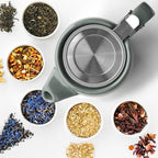 ORNA Ceramic Teapot with Tea Infuser – Small Tea Pot for Loose Leaf Tea – 550ml / 18.6 Oz Porcelain Non-Stove Teapot for 2 Cups with Tea Strainer (Grey) - Image 6