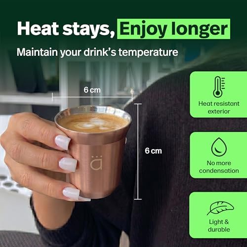 Kalmateh Heat Resistant Espresso Cups Set of 4 – Double Wall Insulated Stainless Steel Espresso Cup Set – Unbreakable 2.7oz / 80ml Demitasse Coffee Cups - Image 3