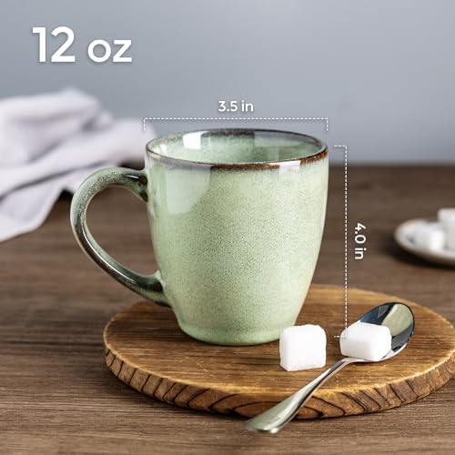 GBhome Ceramic Coffee Mugs Set of 4, 12oz Stoneware Coffee Mugs Set For Dad Mom Women MEN, Light Weight Ceramic Coffee Cups for Latte/Tea/Beer/Hot Cocoa, Dishwasher & Microwave Safe, Pastel Green - Image 2