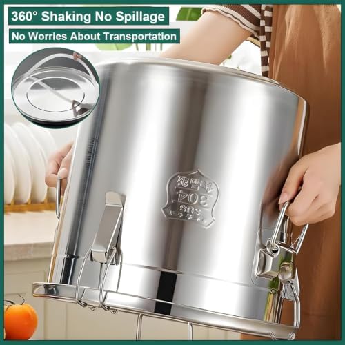 3.2Gal 304 Stainless Steel Kitchen Airtight Canister, 405oz Flour Container with Lid and Locking Clamp,10-21Lbs Metal Bucket Food Storage Container for Rice Flour Grain Coffee Bean(12L) - Image 5
