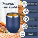 12oz Stemless Wine Tumbler with Lid Double Wall Insulated Wine Cup Stainless Steel Glasses Tumbler with Straw Insulated cocktail Tumbler Coffee Mug for Hot and Cold Beverages (Multicolor-10,6Pack) - Image 5