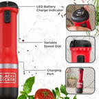 BLACK+DECKER Kitchen Wand Cordless Immersion Blender, 3 in 1 Multi Tool Set, Hand Blender with Charging Dock, Whisk and Milk Frother, Red (BCKM1013KS06) - Image 5