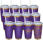 20 oz Tumbler Bulk Stainless Steel Tumblers with Lids and Straws Purple by MetalyaTumblers