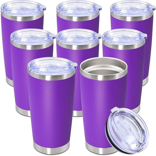 20oz Tumbler Stainless Steel Tumbler Coffee Tumbler with Lid Purple, 8P by AUWBON