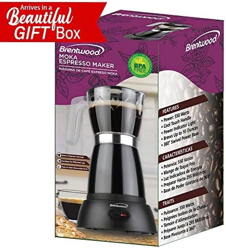 Brentwood TS-119BK 550-Watt Cordless Electric Moka Pot Espresso Machine, 6-Servings (Black) - Image 7