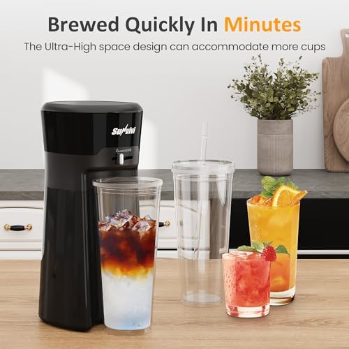 SUNVIVI 20Oz Iced Tea Coffee Maker with Reusable Filter - Small,Hot Brew - Image 3