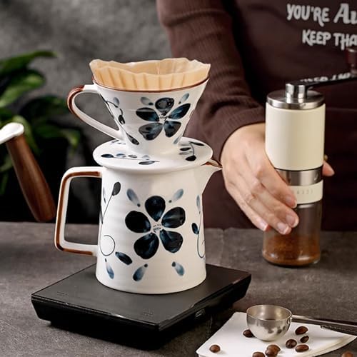 Ceramic Pour Over Coffee Maker Set, Ceramic Coffee Dripper with Single Hole, Coffee Pot & 100 Paper Filters for Home, Travel, Camping (1-4 Cup) - Image 6