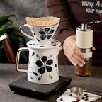 Ceramic Pour Over Coffee Maker Set, Ceramic Coffee Dripper with Single Hole, Coffee Pot & 100 Paper Filters for Home, Travel, Camping (1-4 Cup) - Image 6
