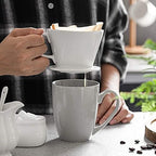 DOWAN Pour Over Coffee Dripper, Non Electric Pour Over Coffee Maker, Porcelain Slow Brewing Accessories for Home, Cafe, Restaurants, Easy Manual Brew Maker, White - Image 6