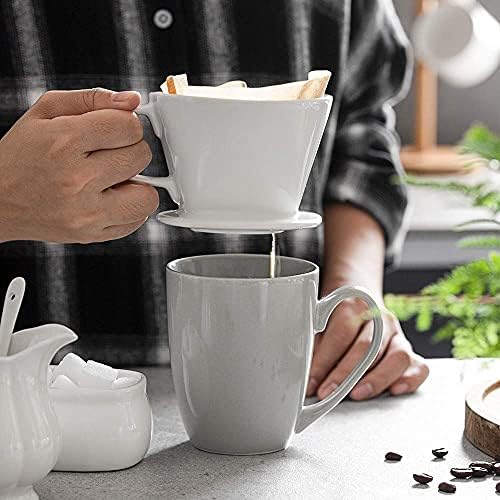 DOWAN Pour Over Coffee Dripper, Non Electric Pour Over Coffee Maker, Porcelain Slow Brewing Accessories for Home, Cafe, Restaurants, Easy Manual Brew Maker, White - Image 6