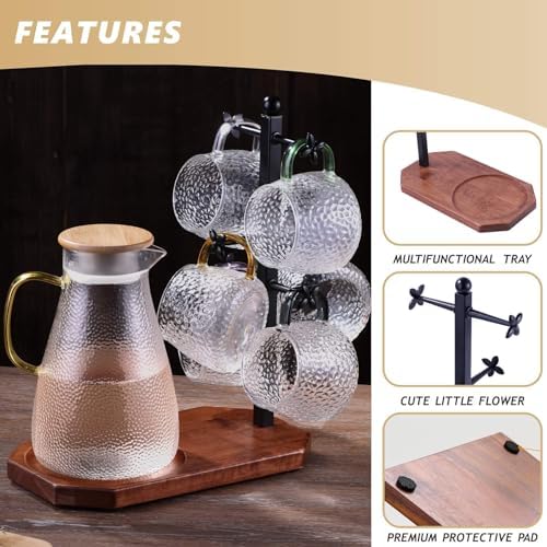 Mug Tree for Large Mugs With 6 Hooks and Coffee Pot Tray - Multi-Function Stand for Counter, Bar Accessory & Kitchen Organizer - Image 6