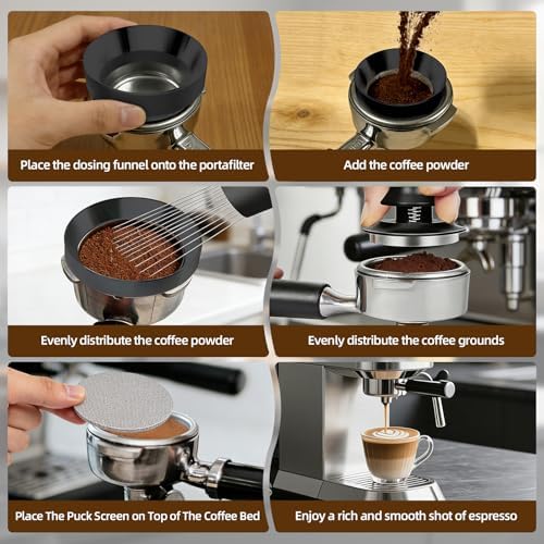 26 PCS Espresso Accessories Kit, Espresso Tamper Kit Coffee Tamper Set, 51mm Espresso Tamper with Spring Loaded Calibrated, Espresso Puck Screen and Dosing Funnel with 16 PcsLatte Art Kit - Image 5