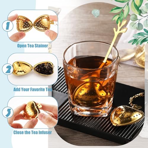 25 Sets Bridal Shower Tea Party Favor for Guest Leaf Tea Spoon,Gold - Image 5