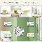 Electric Kettle, 1.7L Tea Kettle with Thermometer, Retro Green - Image 5